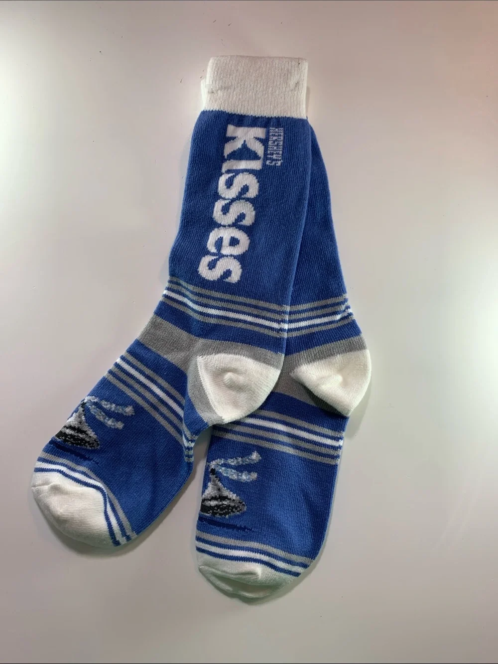 Hershey's Kiss Blue & White Youth Crew Blue w/ White & Gray Stripes